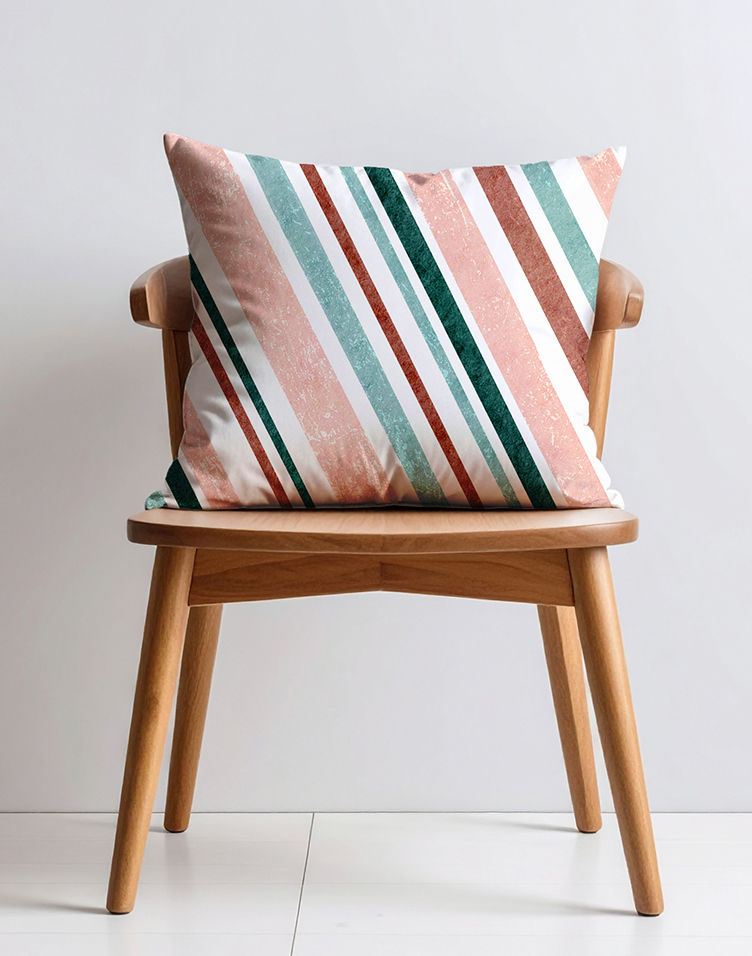 Hand-painted stripes design on cushion mockup