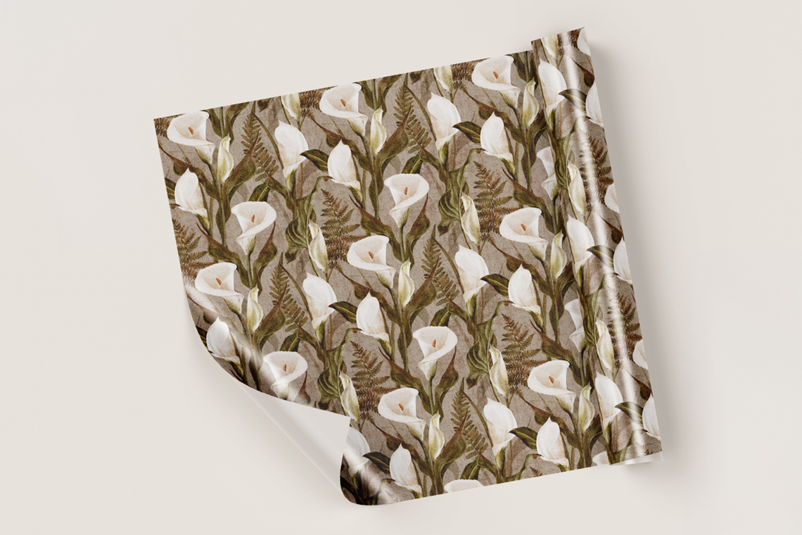 calla lily pattern design on gift wrap
