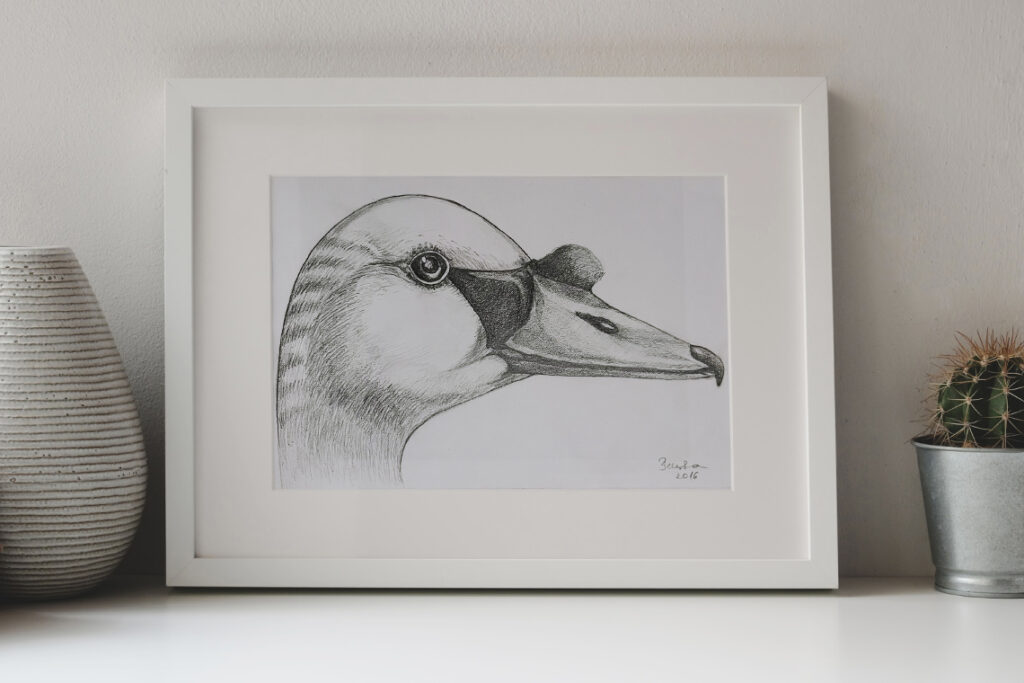 Hand-drawn pencil drawing by artist Beushka